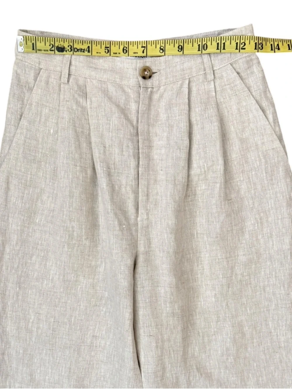 Reformation Mason 100% Linen Pants Size 2 Oatmeal Pleated Wide Leg Trouser